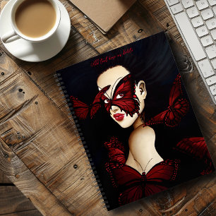 Rode Vlinder Maskerade Vrouw Gotische Fantasie Notitieboek