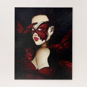 Rode Vlinder Masquerade Vrouw Gotische Fantasie Legpuzzel (Verticaal)