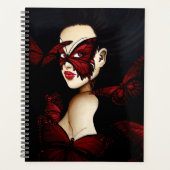 Rode Vlinder Masquerade Vrouw Gotische Fantasie Planner (Voorkant)