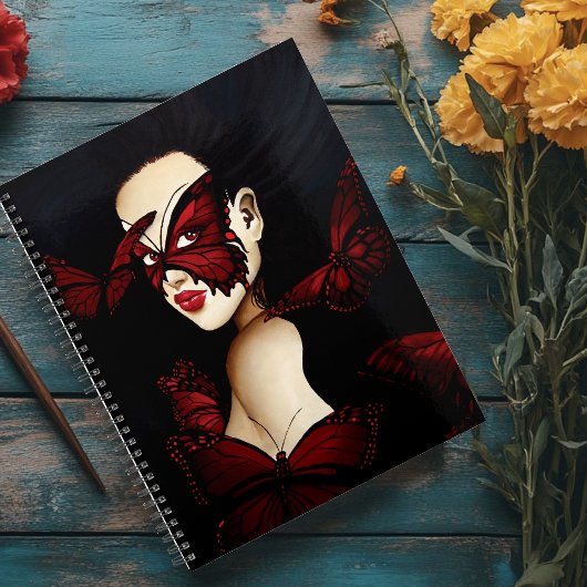 Rode Vlinder Masquerade Vrouw Gotische Fantasie Planner