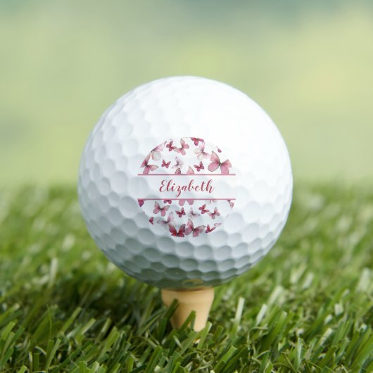  rode vlinder met aangepaste naam dames golfballen (Insitu Shirt)