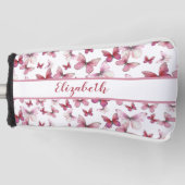  rode vlinder met aangepaste naam dames golfheadcover (Voorkant)