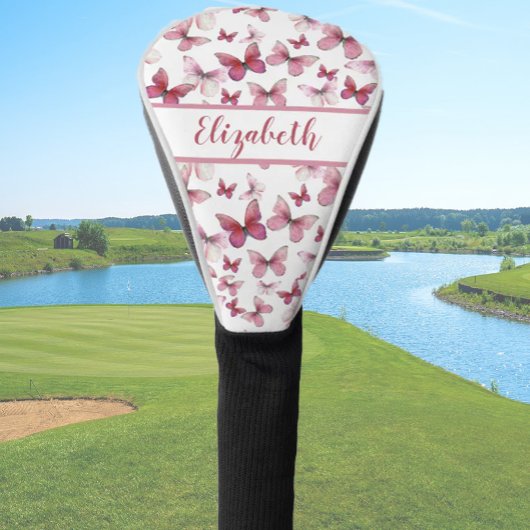 rode vlinder met aangepaste naam dames golfheadcover