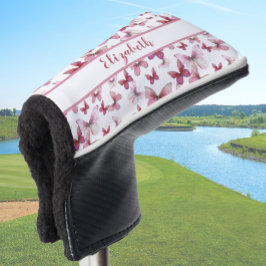  rode vlinder met aangepaste naam dames golfheadcover