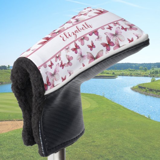  rode vlinder met aangepaste naam dames golfheadcover