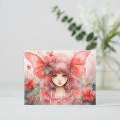 Rode Vlinder Pixie Feestdagenkaart (Staand voorkant)