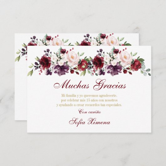 Rode Vlinder Quinceañera Bedankkaart (Voorkant / Achterkant)