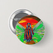 Rode vlinder ronde button 5,7 cm (Voorkant /achterkant)