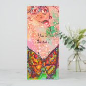 RODE VLINDER ROZE FUCHSIA GOUD Bloem Sweet 16 Kaart (Staand voorkant)