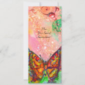 RODE VLINDER ROZE FUCHSIA GOUD Bloemig Sweet 16 Kaart (Achterkant)