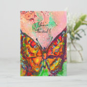 RODE VLINDER ROZE FUCHSIA GOUD GLINSTERING Zoete 1 Kaart (Staand voorkant)