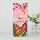 RODE VLINDER ROZE FUCHSIA KRULLEN, GOUD FONKELELEM KAART (Staand voorkant)