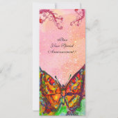 RODE VLINDER ROZE FUCHSIA KRULLEN, GOUD FONKELELEM KAART (Achterkant)