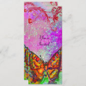 RODE VLINDER ROZE PAARS GOUD Bloemige Sweet 16 Kaart (Voorkant / Achterkant)