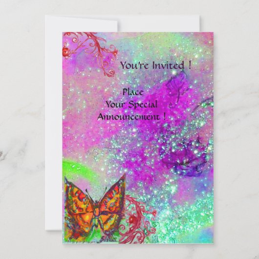 RODE VLINDER ROZE PAARS GOUD GEEL Sweet 16 Kaart (Achterkant)