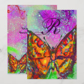 RODE VLINDER ROZE PAARS GOUD GEEL Sweet 16 Kaart (Voorkant / Achterkant)