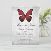 Rode Vlinder Save the Date Uitnodiging (Staand voorkant)