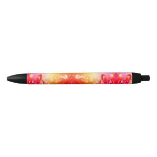 Rode vlinder zwarte inkt pen