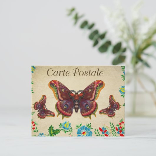 Rode  vlinders briefkaart (Staand voorkant)