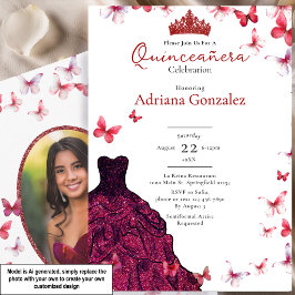 Rode Vlinders Jurk Foto 15 XV Quinceanera Kaart