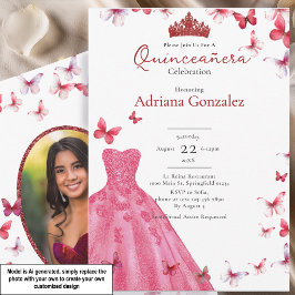 Rode Vlinders Jurk Foto 15 XV Quinceanera Kaart