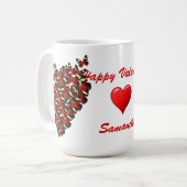 Rode vlinders & liefde hart Valentijnse Mok (Voorkant links)