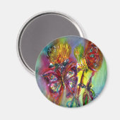 RODE VLINDERS OP GELE DISTELS,BLAUWE LUCHT Bloemri Magneet (Voorkant / Achterkant)