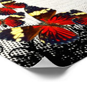 Rode vlinders op zwarte kant poster (Hoek)