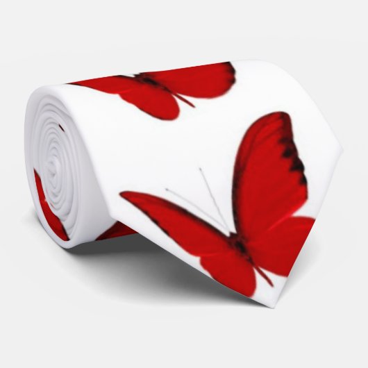 Rode Vlinders Stropdas (Opgerold)