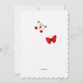 Rode vlinders verjaardagsfeestje kaart (Achterkant)