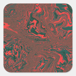 Rode Vloeibare Marmer Abstract Patroon Vierkante Sticker