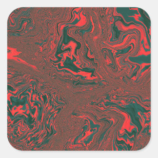 Rode Vloeibare Marmer Abstract Patroon Vierkante Sticker
