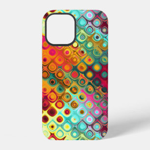 Rode Vloeibare Regenboog Stippen Abstracte Patroon iPhone 12 Hoesje