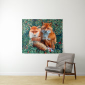 RODE VLOEISTOFFEN VAN GREENERY, FOLIAGE EN STROMEN WANDKLEED (In Situ (horizontaal))