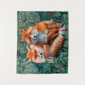 RODE VLOEISTOFFEN VAN GREENERY, FOLIAGE EN STROMEN WANDKLEED (Voorkant)