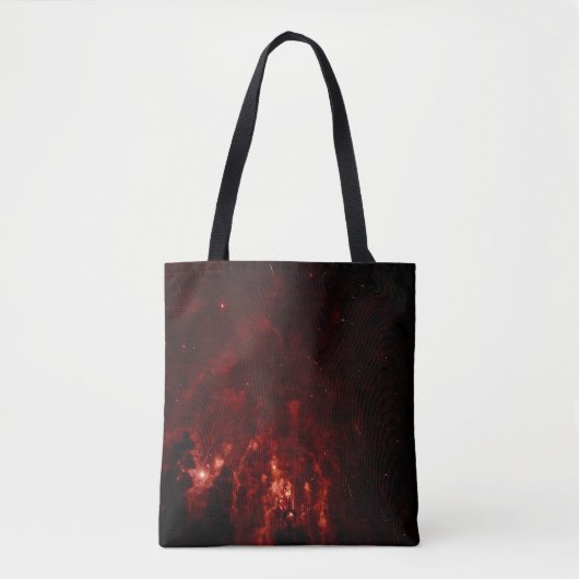 Rode vlokken 's nachts tote bag (Voorkant)