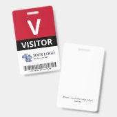 Rode Voeg uw logo & streepjescode bezoeker toe Badge (Voor- en achterkant)