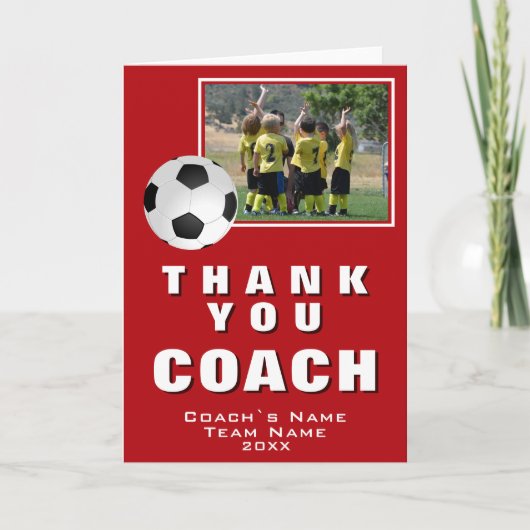 Rode Voetbal Bedankt Coach Team Fotokaart (Voorkant)