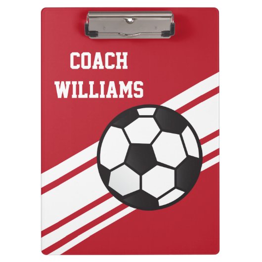 Rode Voetbal coach - Aangepast klembord (Voorkant)