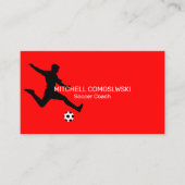 Rode Voetbal coach Modern Visitekaartje (Voorkant)