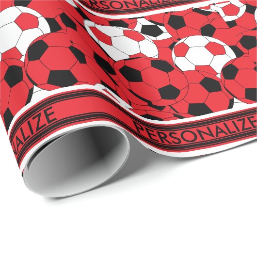 Rode Voetbal collage Cadeaupapier (Rol Hoek)