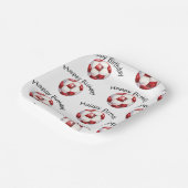 Rode Voetbal Custom Verjaardagsfeestje Papieren Bordje (Gebogen)