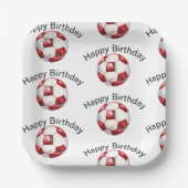 Rode Voetbal Custom Verjaardagsfeestje Papieren Bordje (Voorkant)