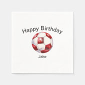 Rode Voetbal Custom Verjaardagsfeestje Servet (Voorkant)