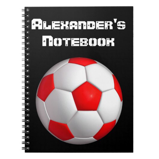Rode Voetbal personaliseren Notitieboek (Voorkant)