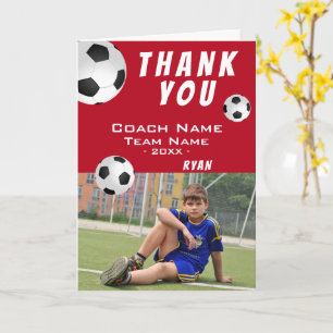 Rode Voetbal Sporten Dank je coach Kaart