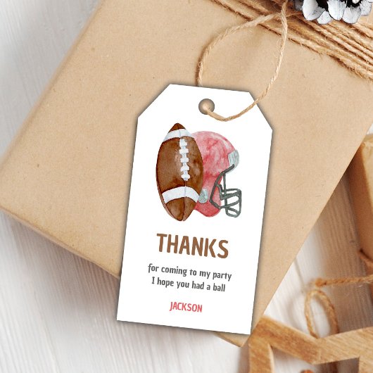 Rode voetbal verjaardagscadeautags cadeaulabel
