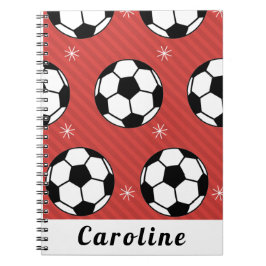 Rode Voetbal Winterband Snowflake Naam Cute Notitieboek