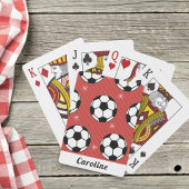 Rode Voetbal Winterband Snowflake Naam Cute Pokerkaarten