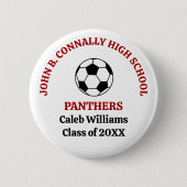 Rode Voetbalteam Middelbare School Persoonlijk Ronde Button 5,7 Cm (Voorkant)